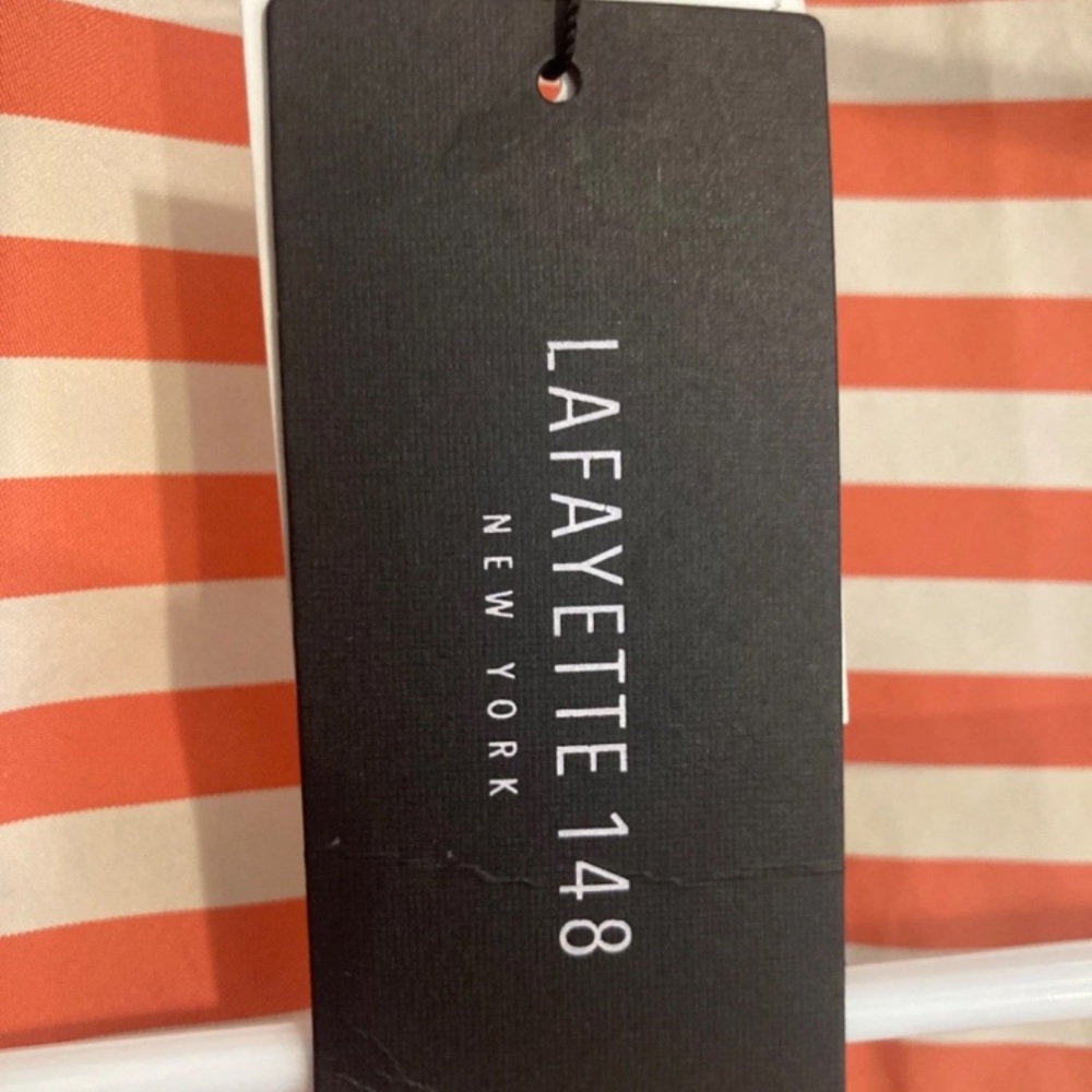 Women's Lafayette 148 NY Striped Lightweight Peach Rose & Tan Jacket - Picture 5 of 16